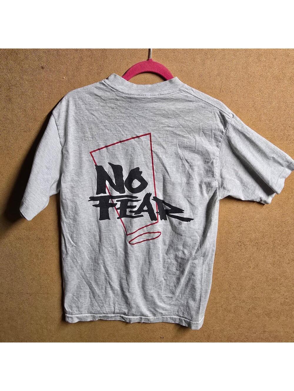 Vintage No Fear Gear T-Shirt Double Sided Large Mens Single Stitch